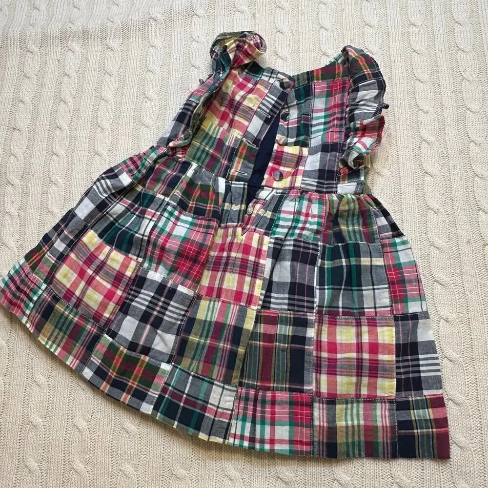 Polo Ralph Lauren Baby Girls Patchwork Madras Dress sz 6 months